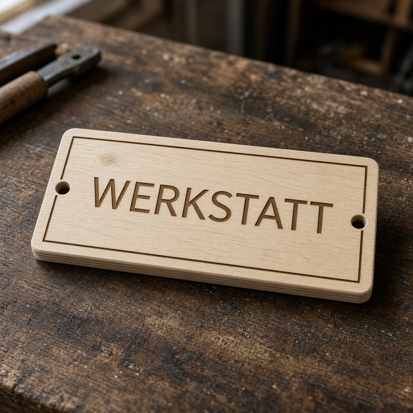 Türschild, Birkensperrholz